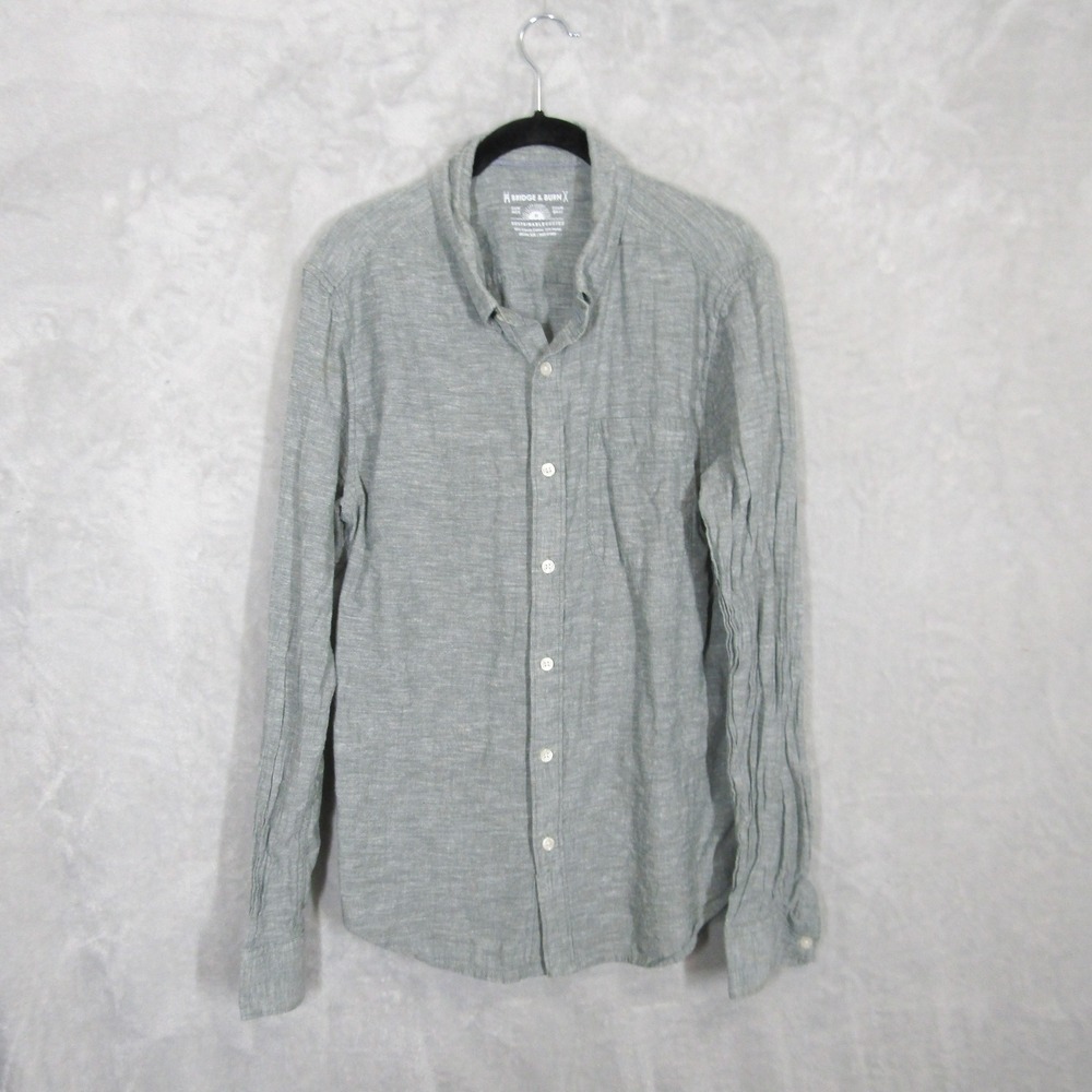 Bridge & Burn Mens Shirt Sustainable Series Gray Organic Cotton Casual Medium